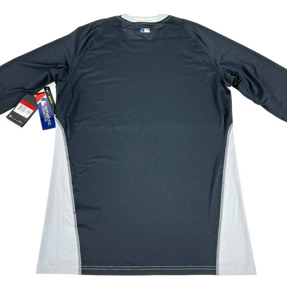 NEW NIKE Men Pro Cool Reglan ¾ Sleeve Baseball Shirt Slim Fit Gray Black Large - Picture 4 of 12